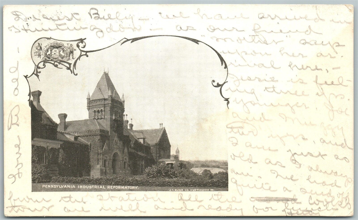 HUNTINGDON PA PENNSYLVANIA INDUSTRIAL REFORMATORY 1907 ANTIQUE POSTCARD
