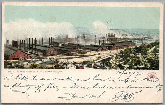 HOMESTEAD PA CARNEGIE STEEL PLANT ANTIQUE POSTCARD