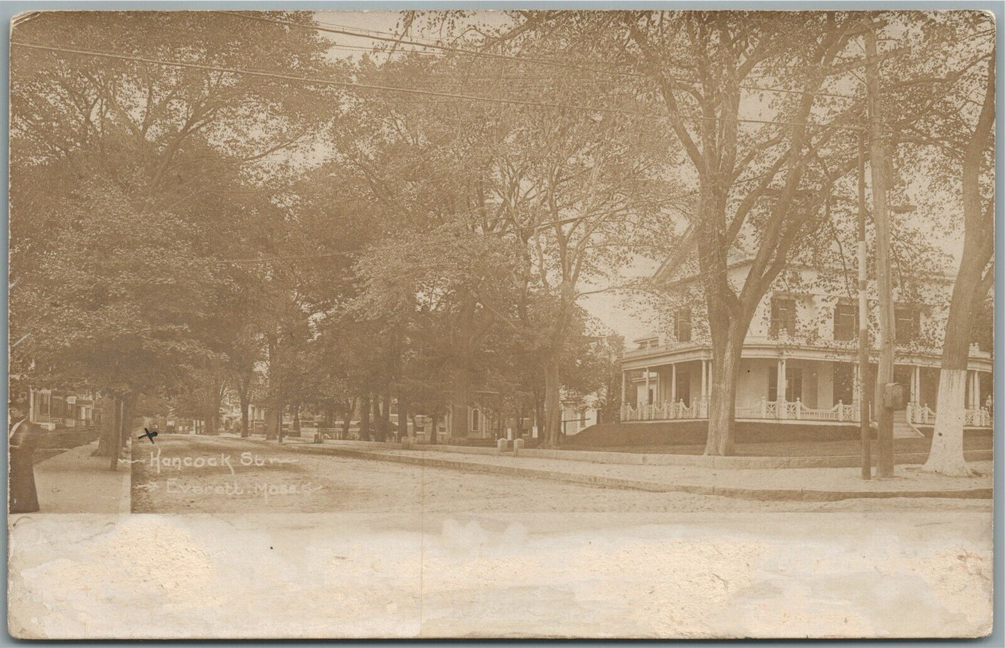 EVERETT MA HANCOCK STREET ANTIQUE REAL PHOTO POSTCARD RPPC