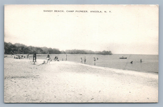 ANGOLA NY SANDY BEACH CAMP PIONEER ANTIQUE POSTCARD