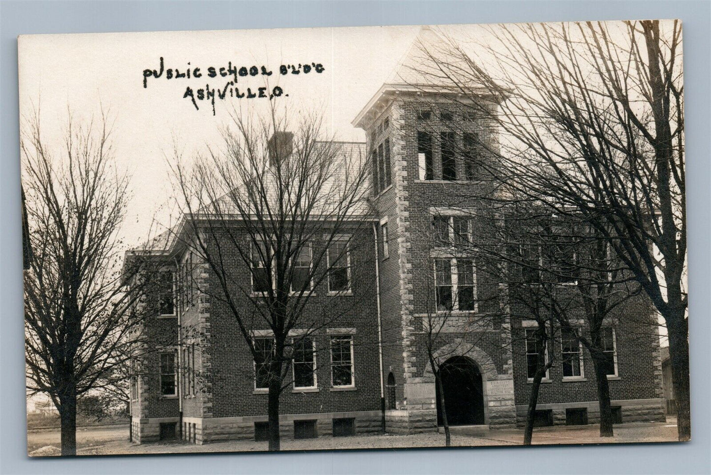 ASHVILLE OH PUBLIC SCHOOL ANTIQUE REAL PHOTO POSTCARD RPPC