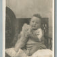 BABY w/ TOY BEAR ANTIQUE REAL PHOTO POSTCARD RPPC