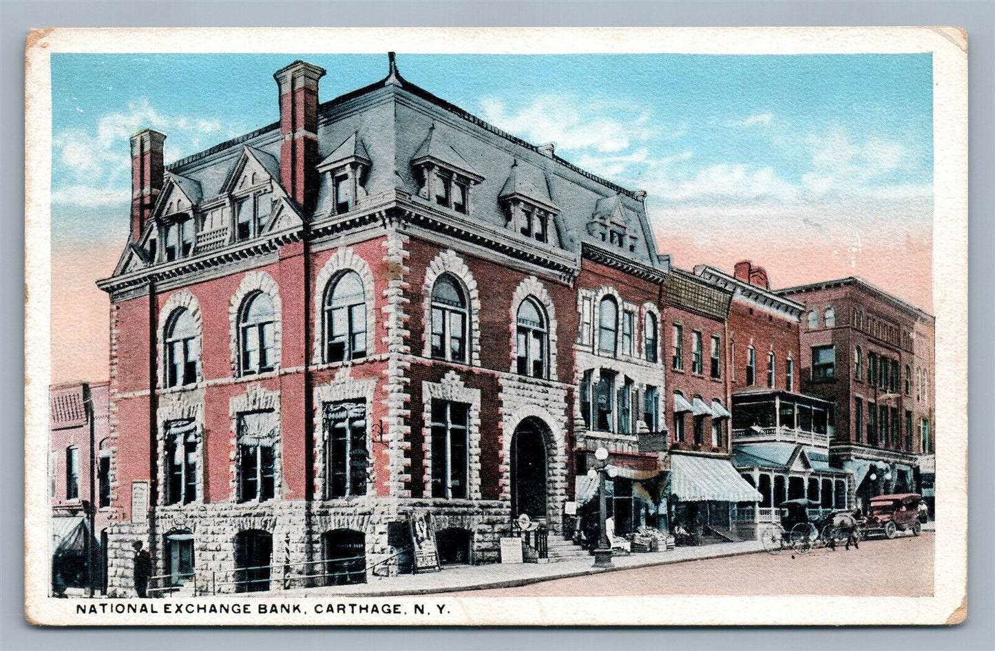 CARTHAGE NY NATIONAL EXCHANGE BANK ANTIQUE POSTCARD