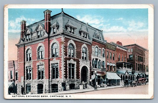 CARTHAGE NY NATIONAL EXCHANGE BANK ANTIQUE POSTCARD