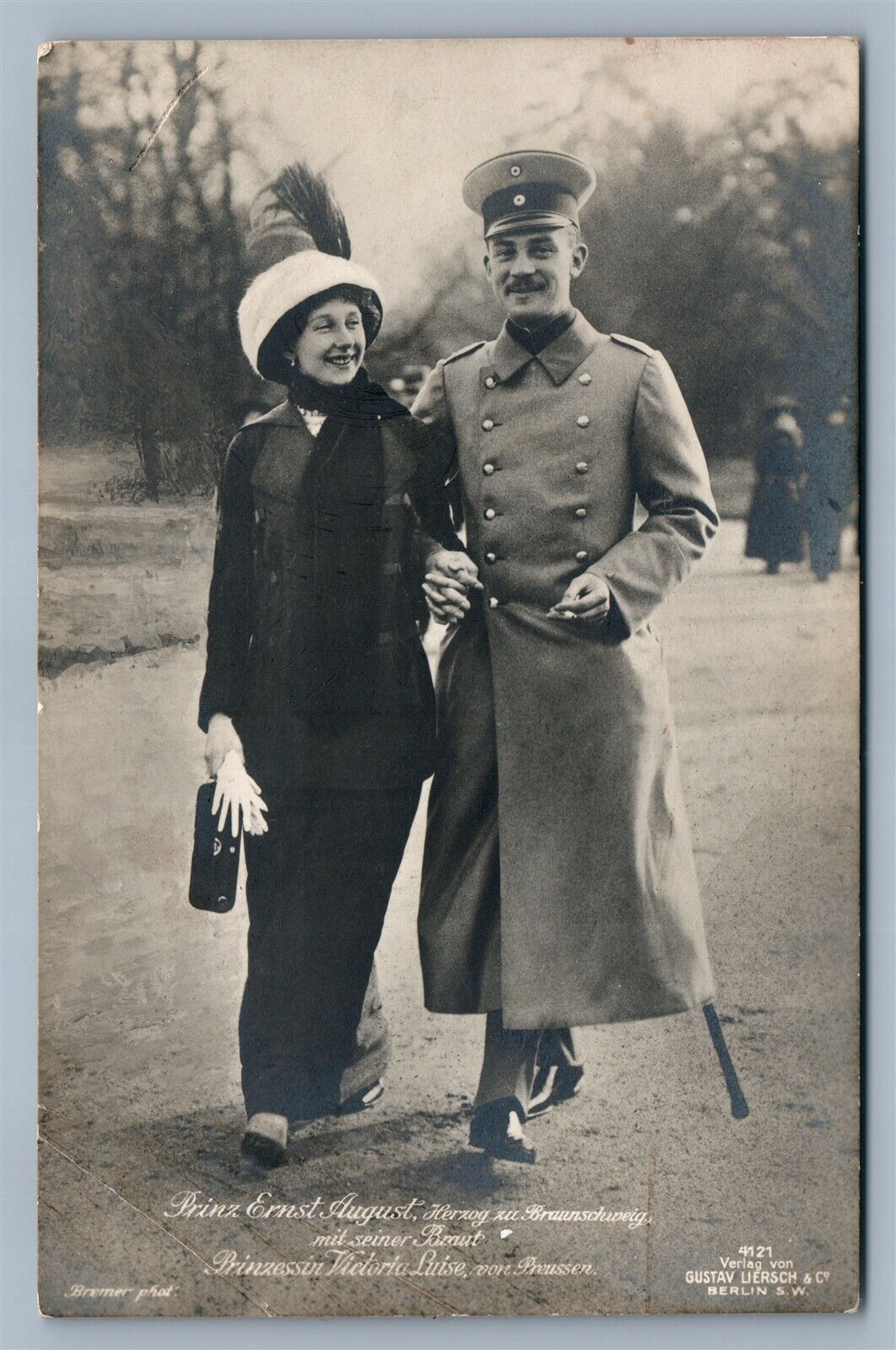 PRUSSIAN PRINCESS VICTORIA & PRINCE ERNEST ANTIQUE REAL PHOTO POSTCARD RPPC