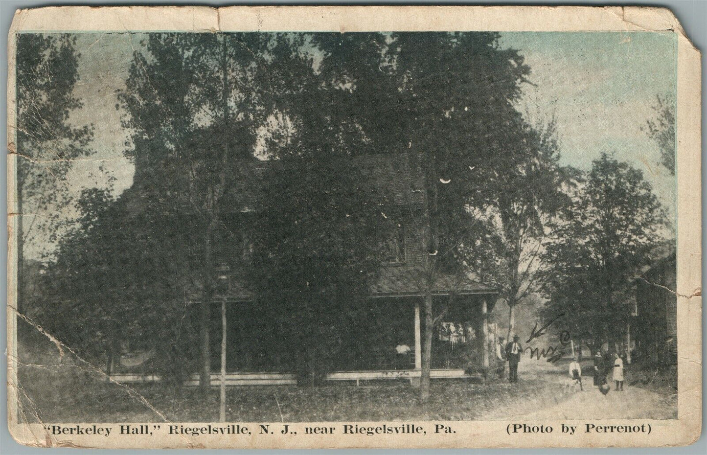 RIEGELSVILLE NJ BERKELEY HALL ANTIQUE POSTCARD