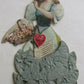 1904 VALENTINE POP UP antique CARD GIRL w/ FLOWERS SCARCE!