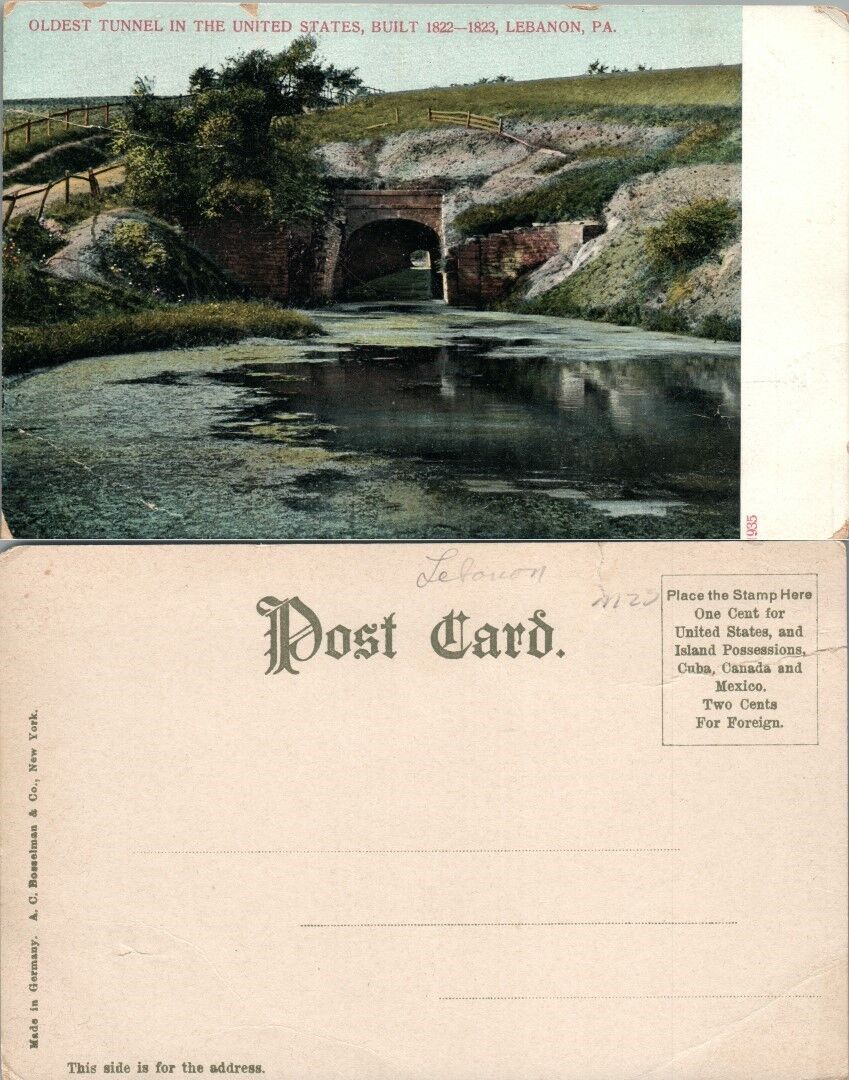 ANTIQUE POSTCARD OLDEST TUNNEL IN THE UNITED STATES LEBANON PA