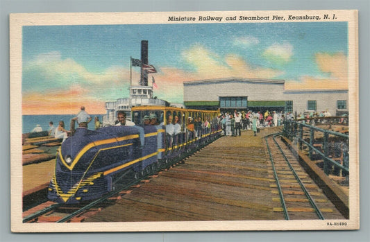 KEANSBURG NJ MINIATURE RAILWAY & STEAMBOAT PIER VINTAGE POSTCARD