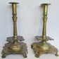 17th century RUSSIAN BRONZE PAIR of CANDLESTICKS antique RARE