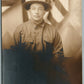 US SOLDIER w/ AMERICAN FLAG ANTIQUE REAL PHOTO POSTCARD RPPC