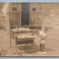 BOY w/ CHICKS PEEPS FARMING ANTIQUE REAL PHOTO POSTCARD RPPC