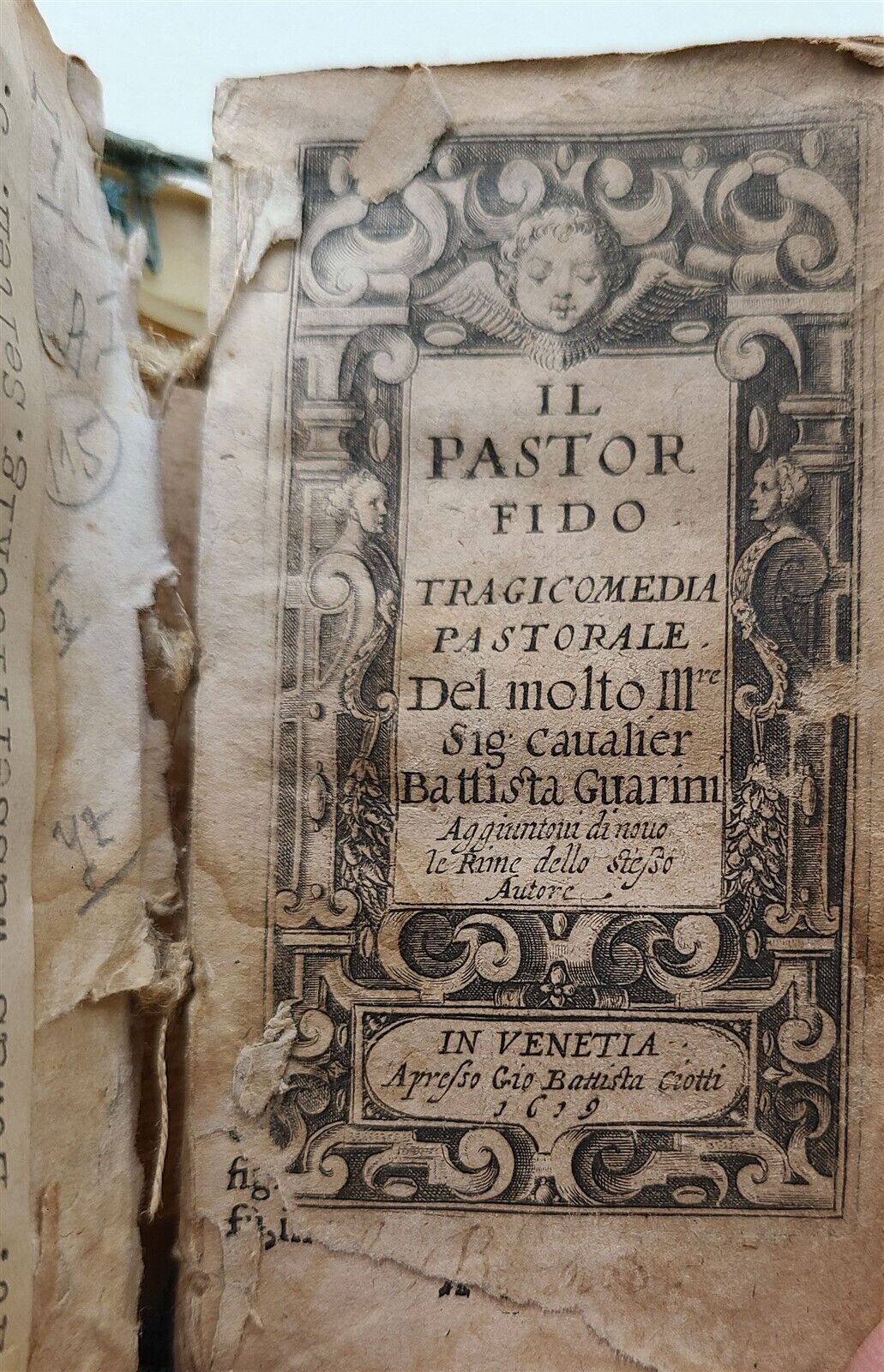 1619 IL PASTOR FIDO Tragicomedia pastorale antique VELLUM BOUND