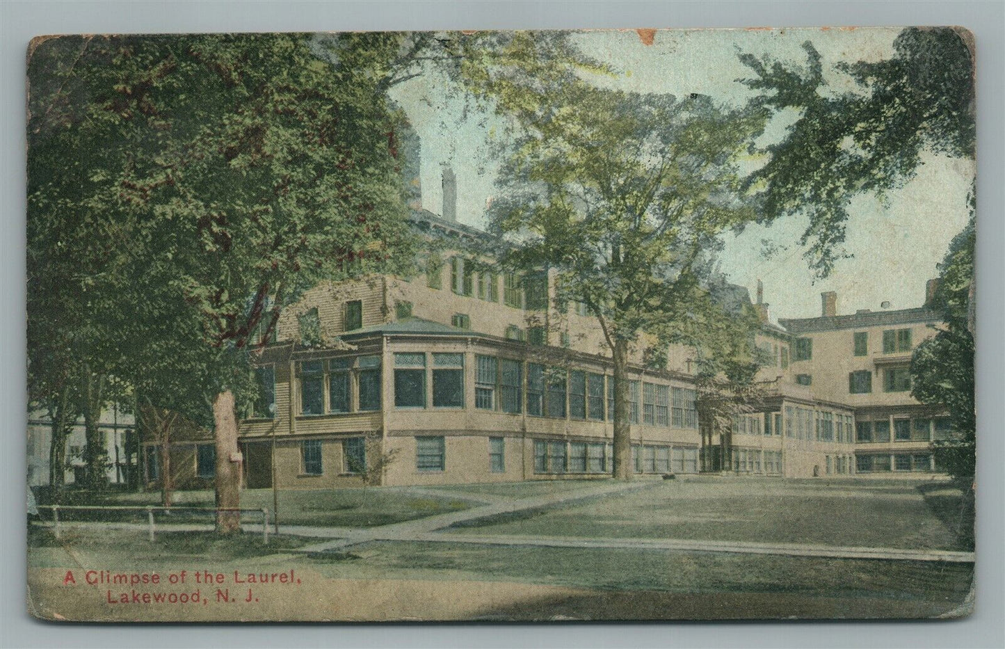 LAKEWOOOD NJ GLIMPSE OF THE LAUREL ANTIQUE POSTCARD