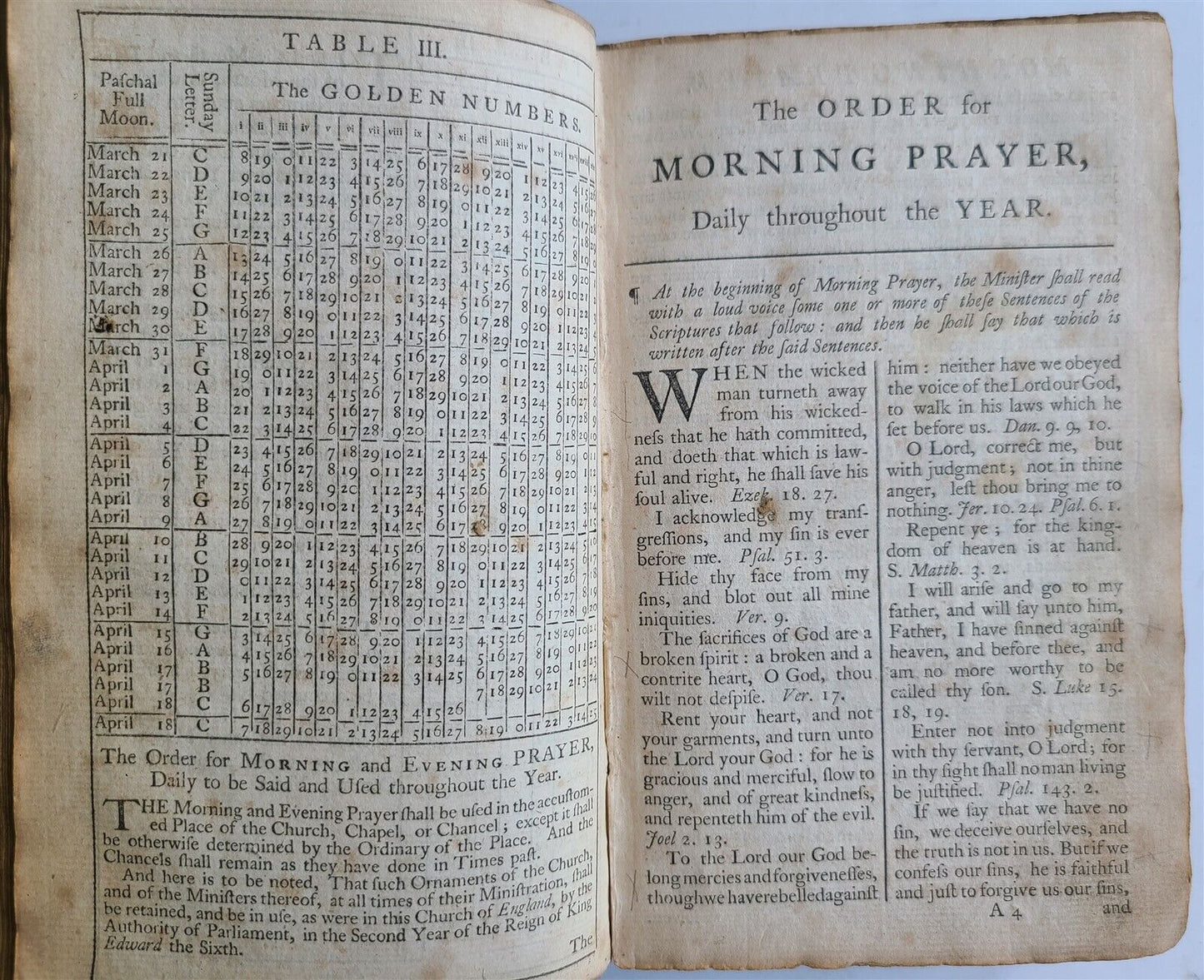 1762 BOOK OF COMMON PRAYER in ENGLISH w/ PSALMS of DAVID ANTIQUE