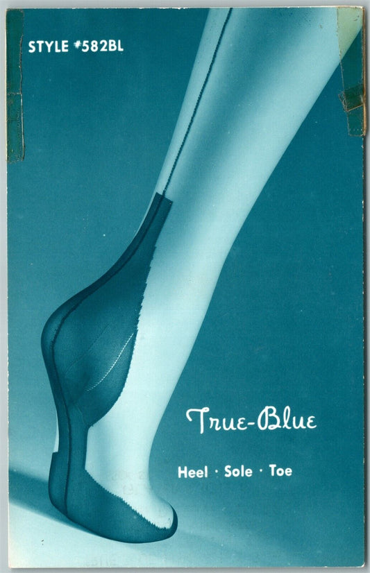 ADVERTISING TRUE BLUE STOCKINS VINTAGE CARD GLASER & SON BOSTON MA