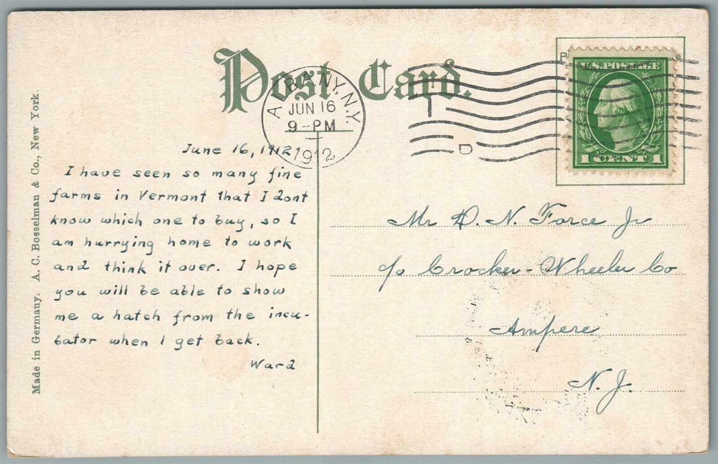 ALBANY NY STATE STREET ANTIQUE POSTCARD