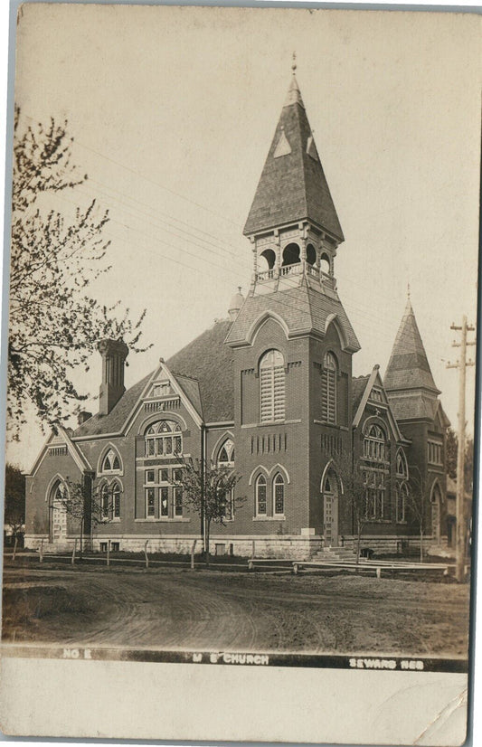 SEWARD NE M.E. CHURCH ANTIQUE REAL PHOTO POSTCARD RPPC