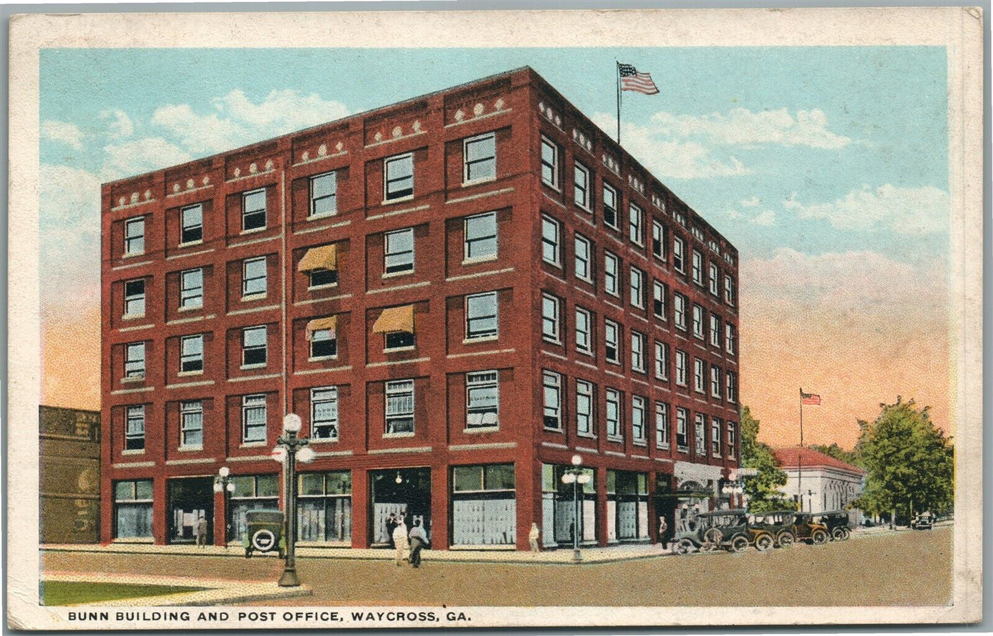 WAYCROSS GA BUNN BUILDING AND POST OFFICE ANTIQUE POSTCARD