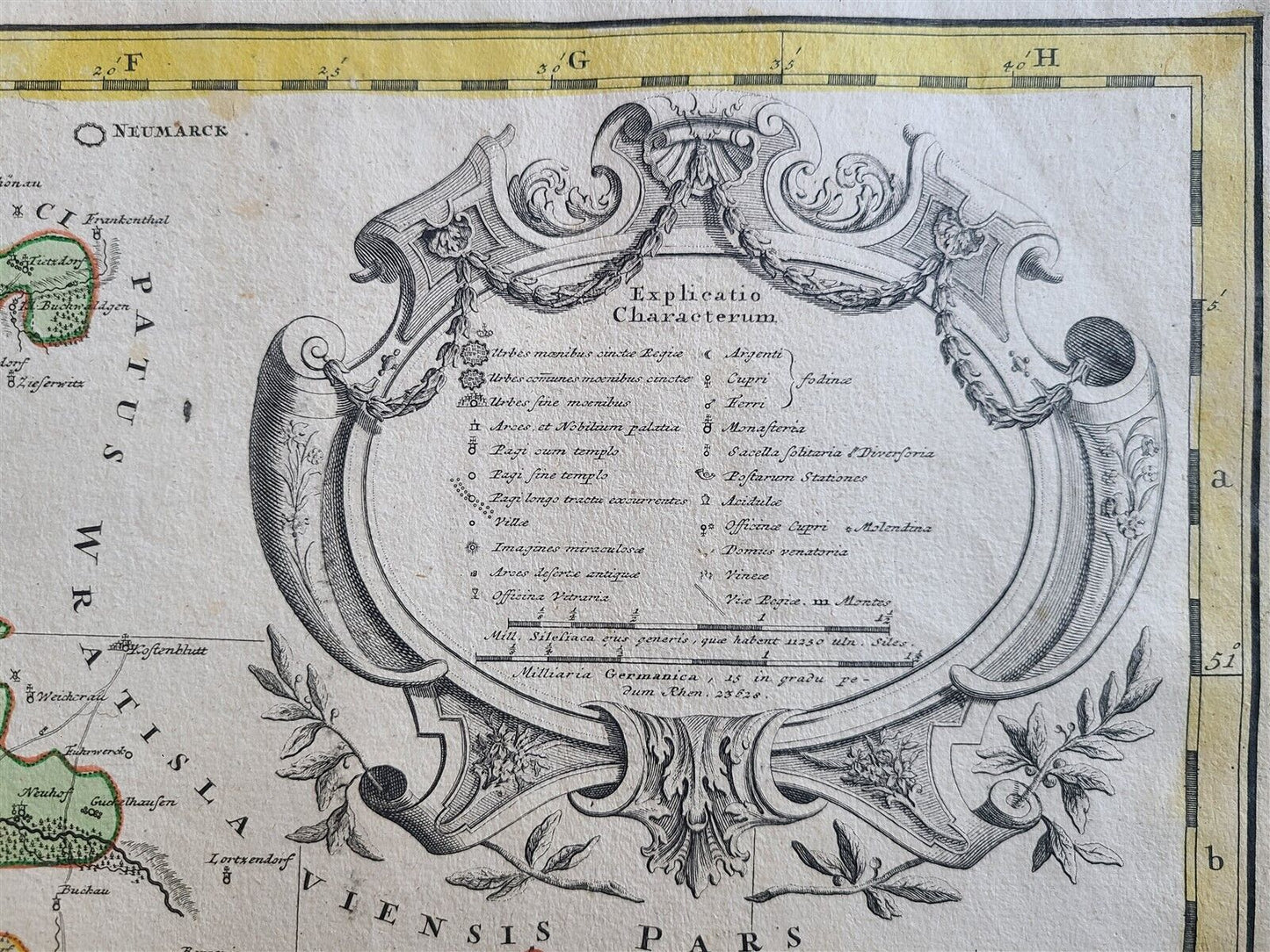 1736 LARGE MAP OF SILESIA POLAND SCHWIDNICENSIS antique 25 x 4 3/4"