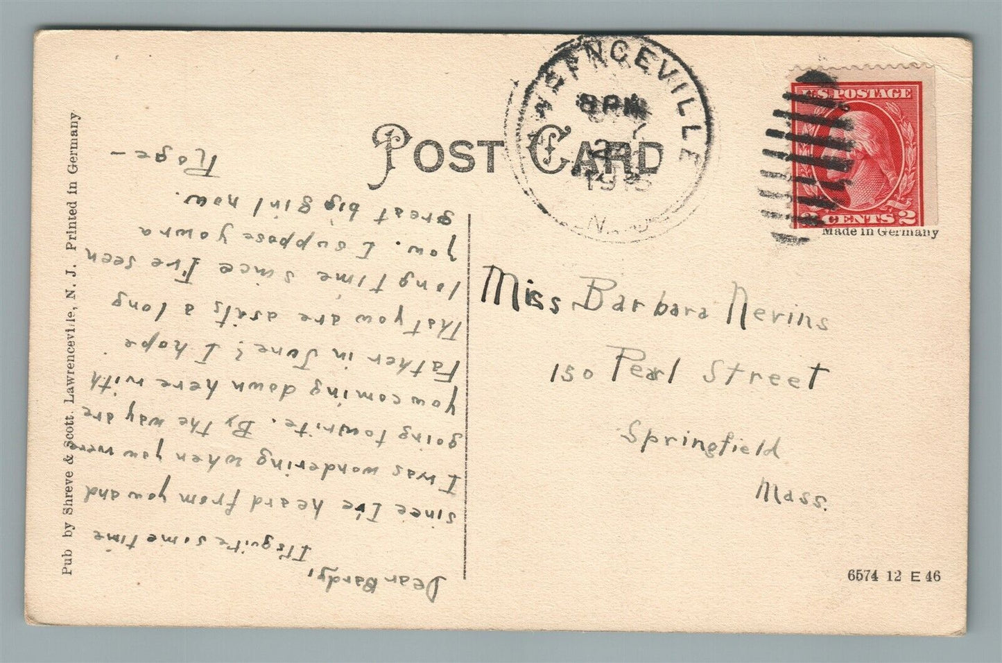 LAWRENCEVILLE NJ MEMORIAL HALL ANTIQUE POSTCARD