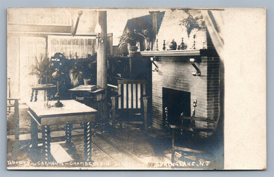 SPRING LAKE NJ CALHOUN SCHOOL LIBRARY ANTIQUE REAL PHOTO POSTCARD RPPC
