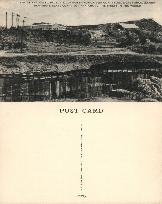 PEN ARGYL PA SLATE QUARRIES ALBION & DONEY BROS. ANTIQUE POSTCARD