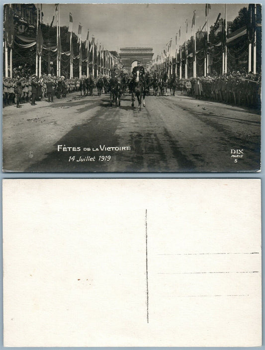 WWI VICTORY PARADE PARIS FRANCE 1919 ANTIQUE REAL PHOTO POSTCARD RPPC