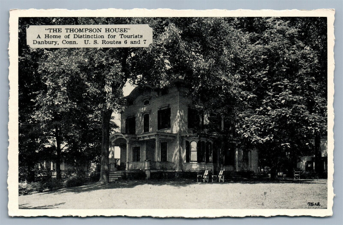 DANBURY CT THOMPSON HOUSE VINTAGE POSTCARD