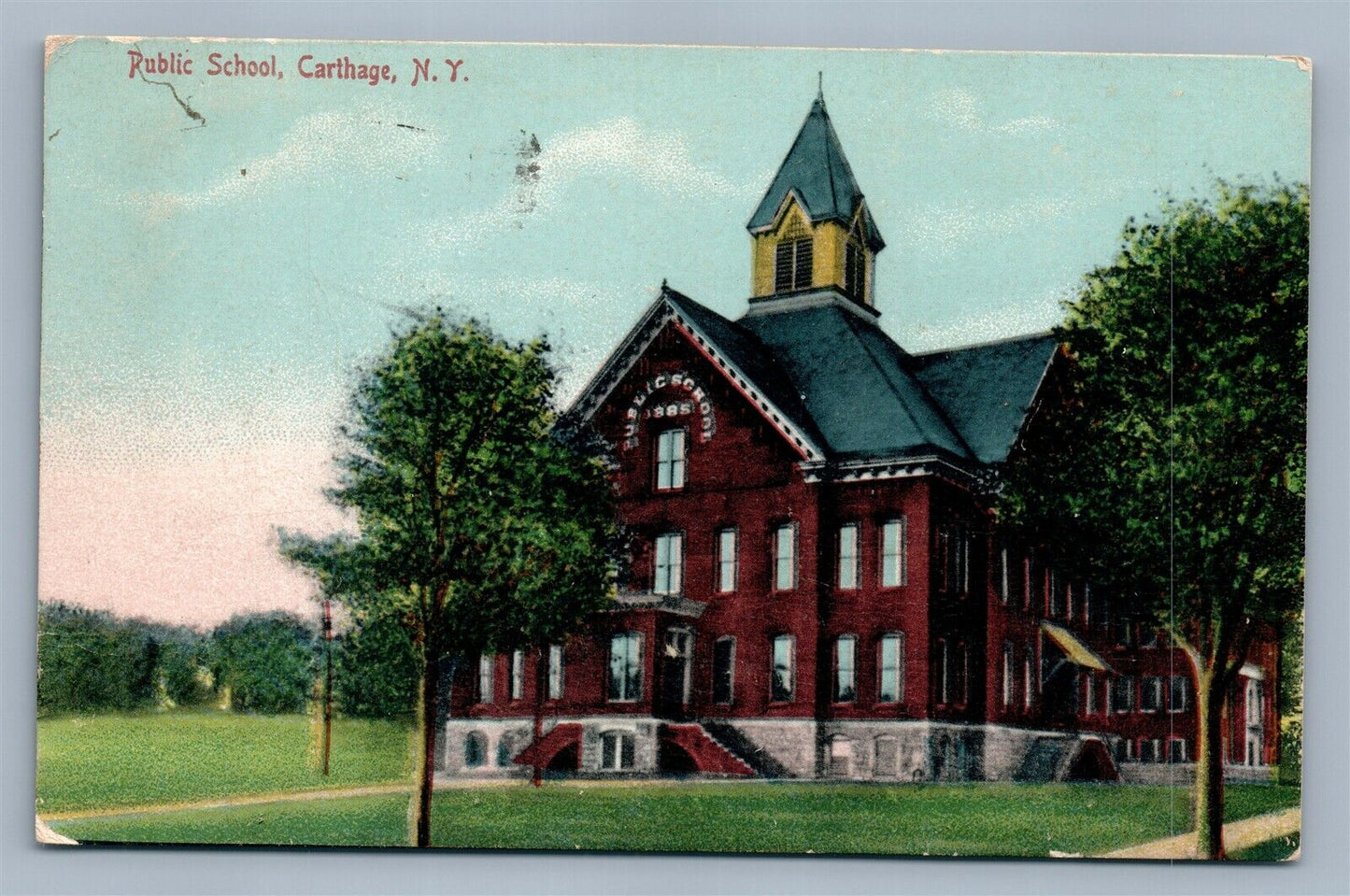 CARTHAGE NY PUBLIC SCHOOL ANTIQUE POSTCARD