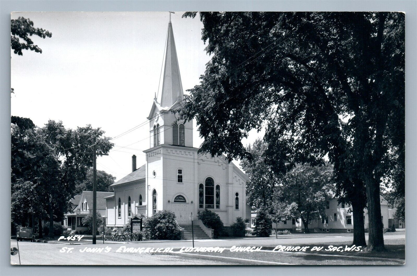 PRAIRIE DU SAC WI ST.JOHN'S CHURCH VINTAGE REAL PHOTO POSTCARD RPPC