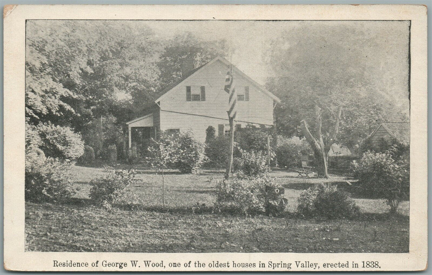 SPRING VALLEY NY RESIDENCE OF GEORGE W. WOOD ANTIQUE POSTCARD