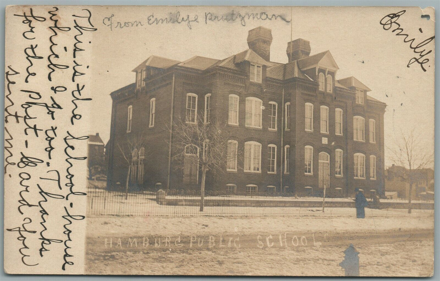 HAMBURG PA PUBLIC SCHOOL ANTIQUE REAL PHOTO POSTCARD RPPC