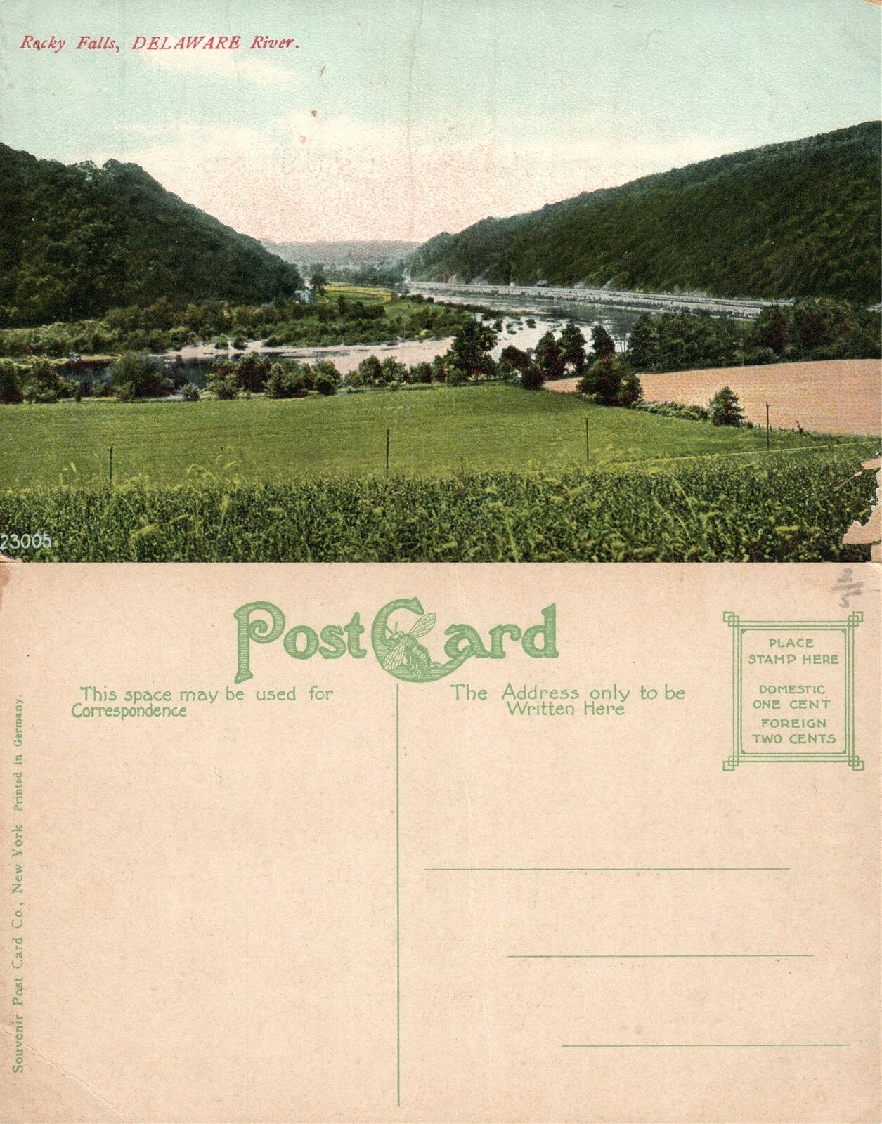 DELAWARE RIVER ROCKY FALLS PA ANTIQUE POSTCARD