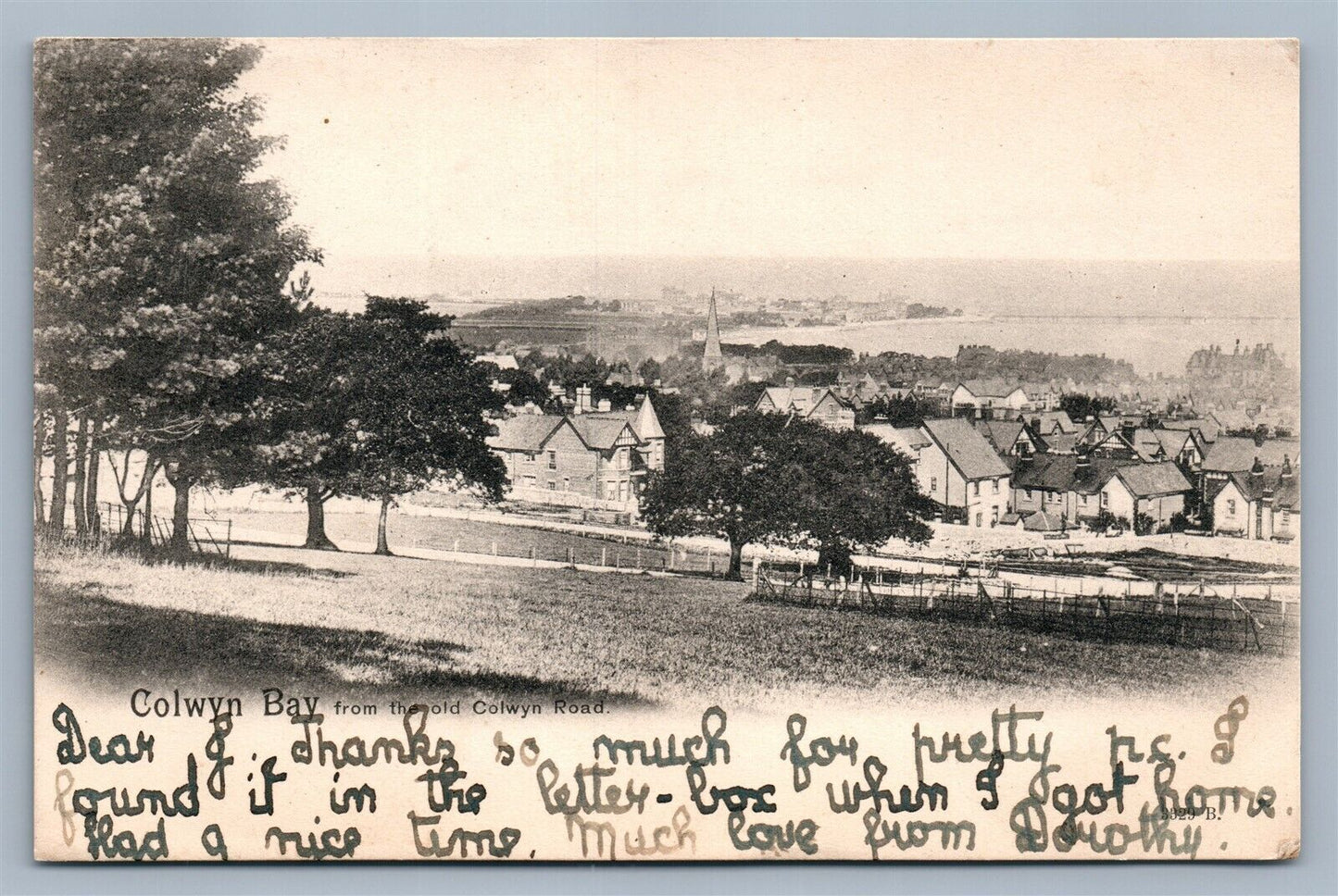 ENGLAND WALES COLWYN BAY ANTIQUE POSTCARD w/ STAMP