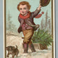 PHILADELPHIA PA COOPER & CONARD ADVERTISING ANTIQUE TRADE CARD BOY w/ DOG