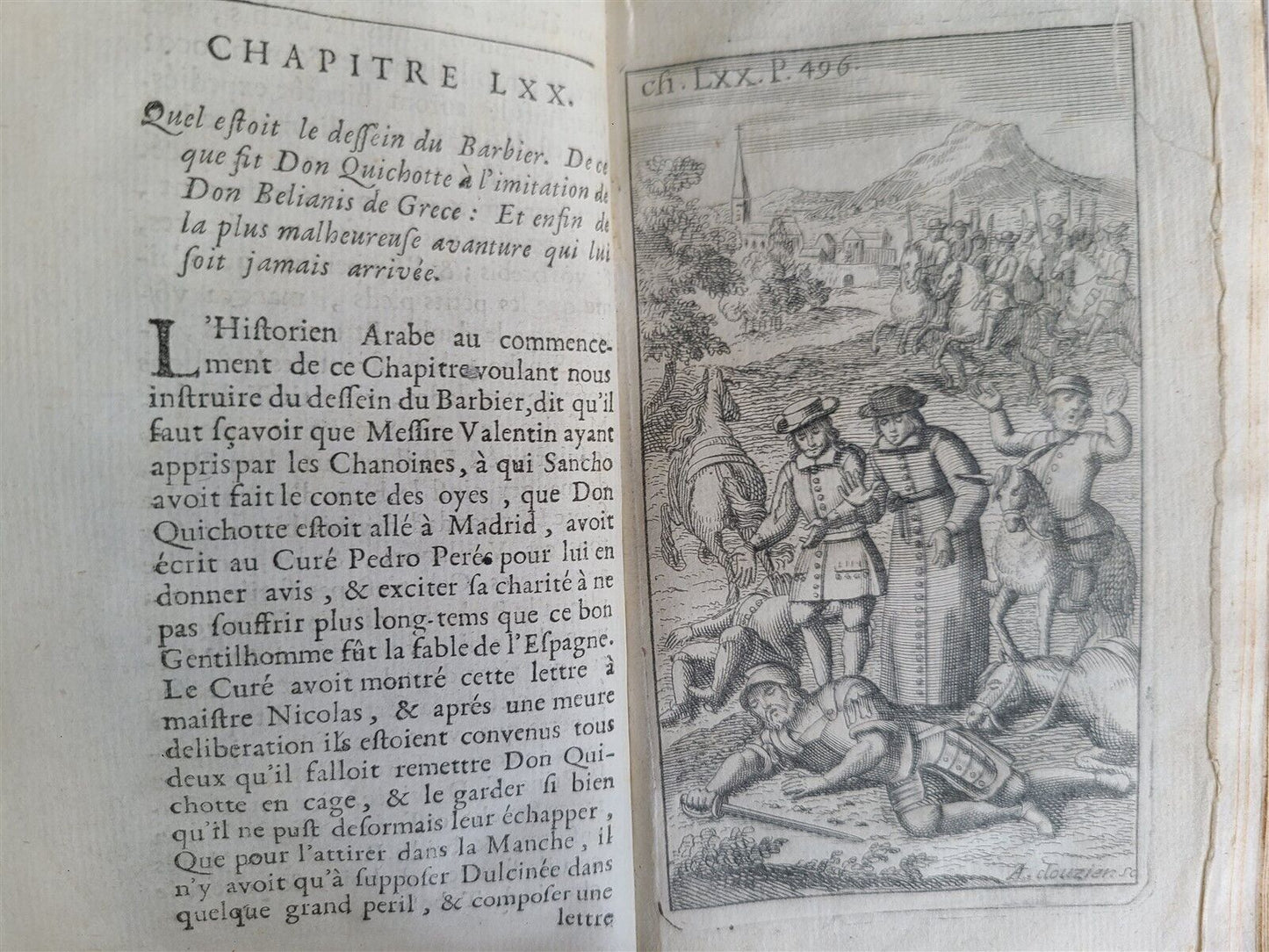 1716 DON QUIXOTE DE LA MANCHE 2 VOLS antique ILLUSTRATED RARE FRENCH EDITION