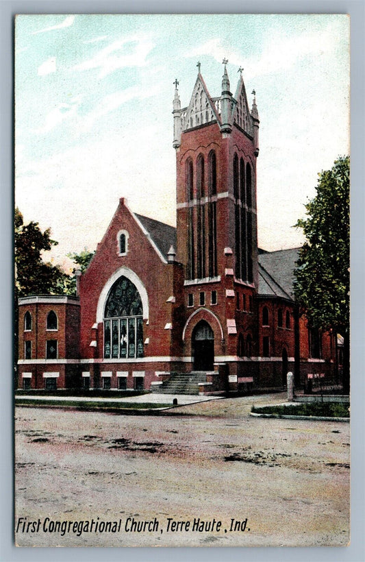 TERRE HAUTE IND FIRST CONGREGATIONAL CHURCH ANTIQUE POSTCARD