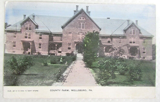 ANTIQUE POSTCARD COUNTY FARM WELLSBORO PA