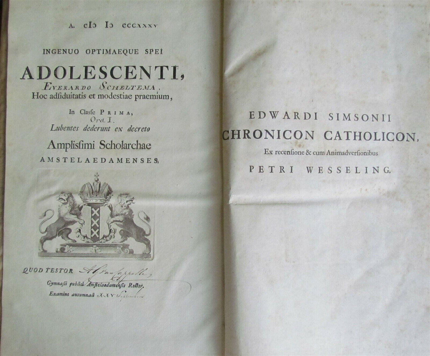 1729 CHRONICON HISTORIAM CATHOLICAM VELLUM BOUND MASSIVE FOLIO antique in LATIN