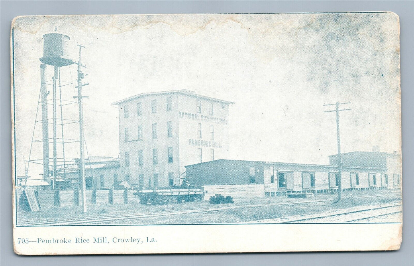 CROWLEY LA PEMBROKE RICE MILL ANTIQUE POSTCARD