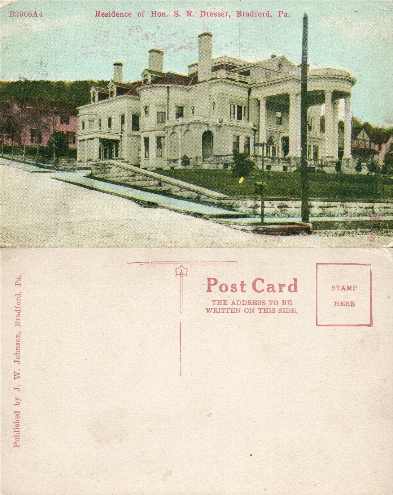 BRADFORD PA RESIDENCE OF HON. S.R.DRESSER ANTIQUE POSTCARD