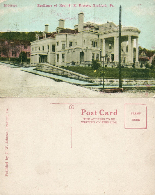 BRADFORD PA RESIDENCE OF HON. S.R.DRESSER ANTIQUE POSTCARD