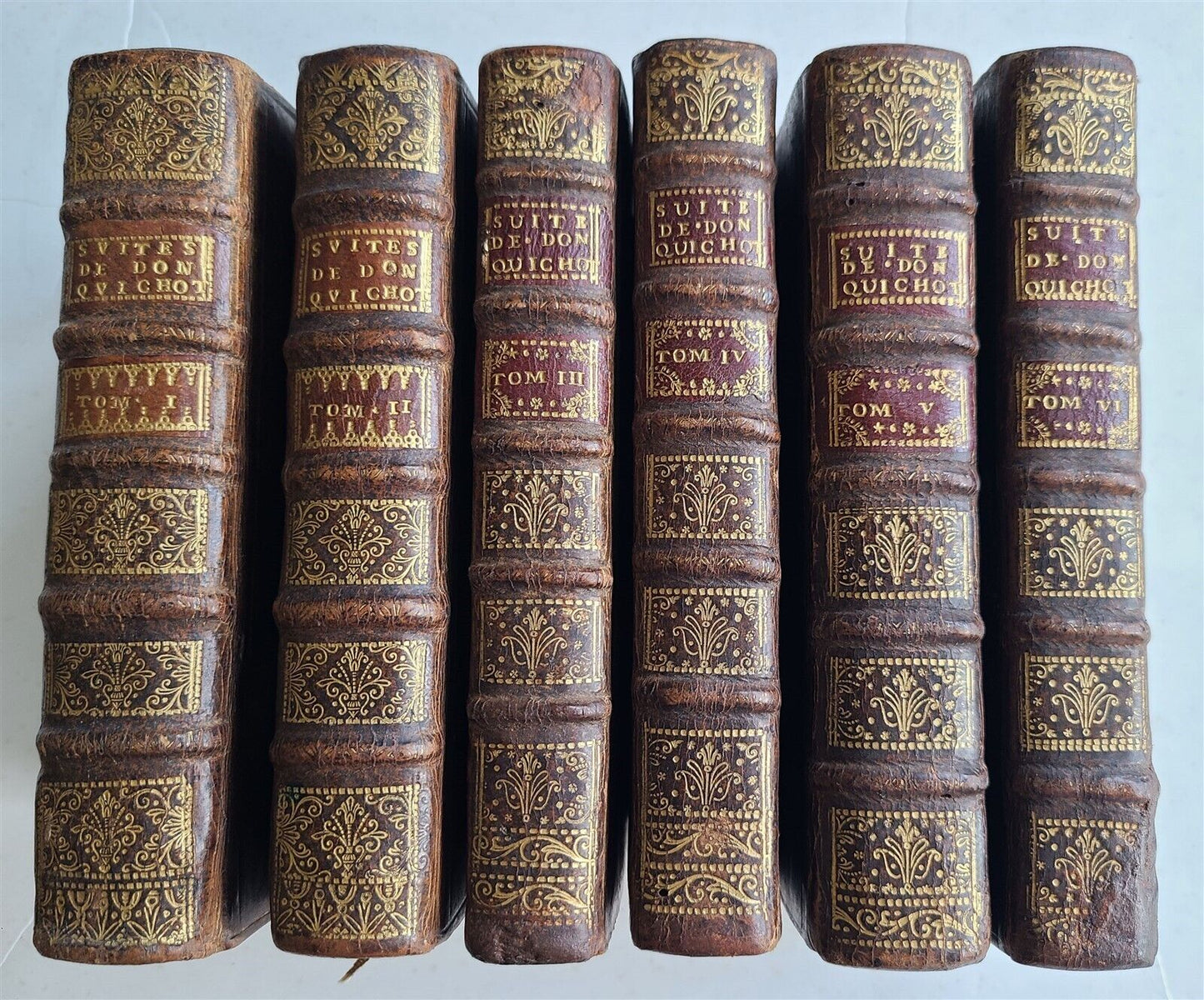 1722-1726 DON QUICHOTTE DE LA MANCHE by CERVANTES 6 VOLUMES antique ILLUSTRATED