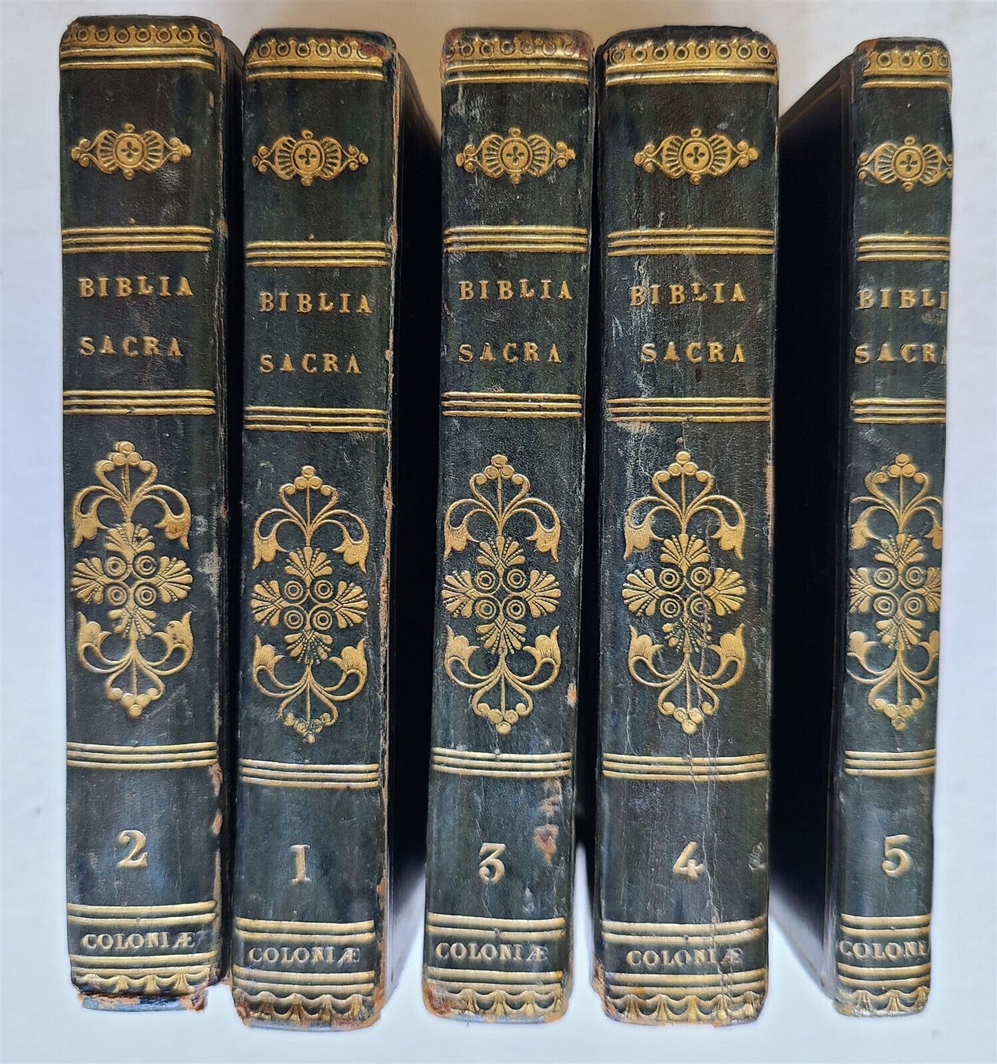 1679 BIBLE 5 VOLUMES SET antique BIBLIA SACRA in LATIN