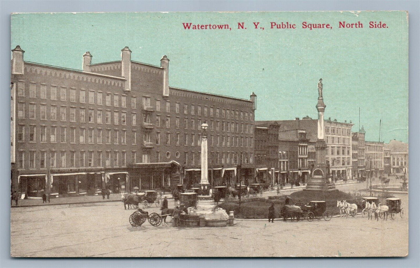 WATERTOWN NY PUBLIC SQUARE ANTIQUE POSTCARD