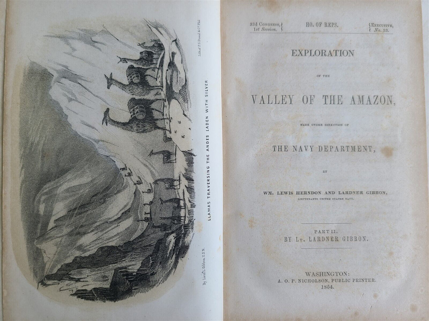 1854 EXPLORATION of VALLEY of AMAZON by NAVY DEPARTMENT antique 3 VOLUMES w/MAPS