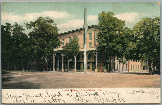 STROUDSBURG PA HOTEL FULMER ANTIQUE POSTCARD