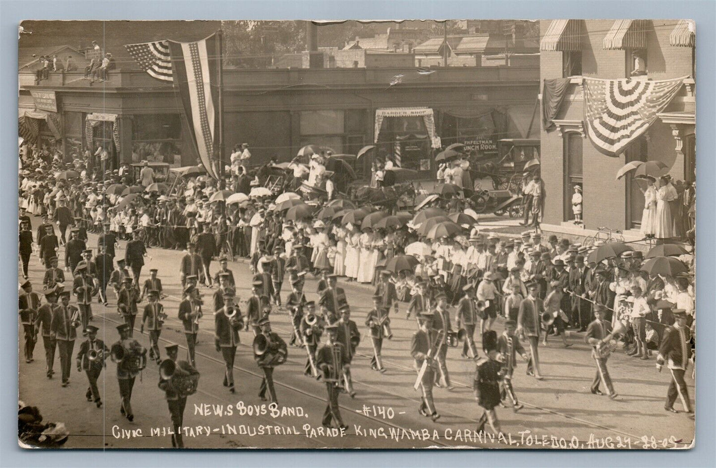 TOLEDO OH KING WAMBA CARNIVAL PARADE 1909 ANTIQUE REAL PHOTO POSTCARD RPPC