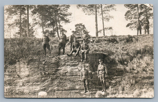 ESTONIAN SOLDIERS 1925 ANTIQUE REAL PHOTO POSTCARD RPPC w/ TALLIN STAMP